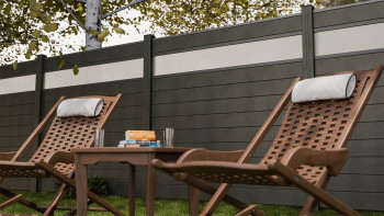 planeo Gardence Strong - Clôture à emboîter BPC verre satiné gris anthracite 180 x 180 cm
