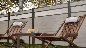 planeo Gardence Strong - Clôture à emboîter BPC verre satiné bi-colore sable 180 x 180 cm
