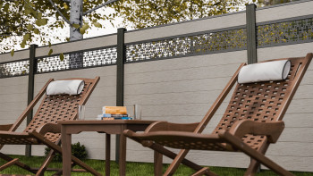 planeo Gardence Strong - Clôture à emboîter BPC Oriental Bi-Color Sand 180 x 180 cm