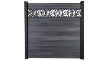 planeo Gardence Strong - Clôture à emboîter BPC Leafs gris pierre co-ex 180 x 180 cm