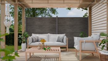 planeo Gardence Resistant - Clôture à emboîter HPL gris anthracite 180 x 183 cm