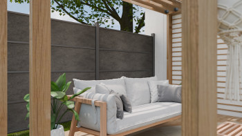 planeo Gardence Resistant - Clôture à emboîter HPL gris anthracite 180 x 183 cm
