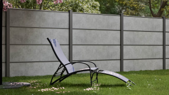 planeo Gardence Resistant - Clôture à emboîter HPL gris béton 180 x 183 cm