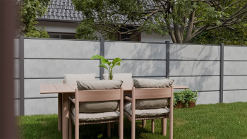 planeo Gardence Resistant - Clôture à emboîter HPL gris béton 180 x 183 cm