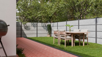 planeo Gardence Resistant - Clôture à emboîter HPL gris béton 180 x 183 cm
