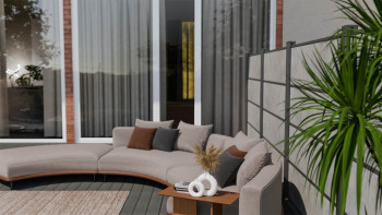 planeo Gardence Resistant - Clôture à emboîter HPL gris béton 180 x 183 cm