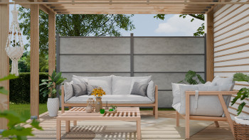 planeo Gardence Resistant - Clôture à emboîter HPL gris béton 180 x 183 cm