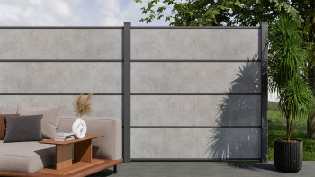 planeo Gardence Resistant - Clôture à emboîter HPL gris béton 180 x 183 cm
