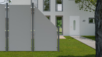 planeo Gardence Resistant - Clôture pare-vue HPL sur chant gris uni 90 x 180cm