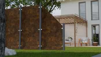planeo Gardence Resistant - Clôture pare-vue HPL sur chant aspect rouille 90 x 180cm