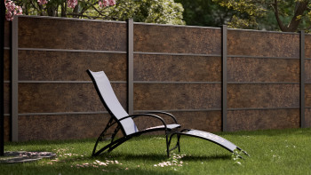 planeo Gardence Resistant - Clôture à emboîter HPL aspect rouille 180 x 183 cm