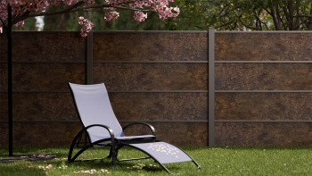 planeo Gardence Resistant - Clôture à emboîter HPL aspect rouille 180 x 183 cm