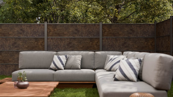planeo Gardence Resistant - Clôture à emboîter HPL aspect rouille 180 x 183 cm