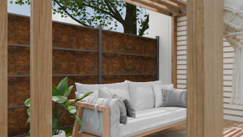 planeo Gardence Resistant - Clôture à emboîter HPL aspect rouille 180 x 183 cm