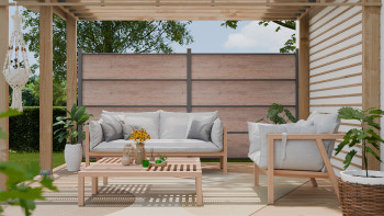 planeo Gardence Resistant - Clôture à emboîter HPL aspect bois 180 x 183 cm
