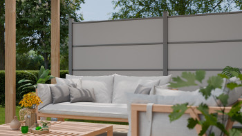 planeo Gardence Resistant - Clôture à emboîter HPL gris uni 180 x 183 cm