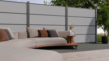 planeo Gardence Resistant - Clôture à emboîter HPL gris uni 180 x 183 cm