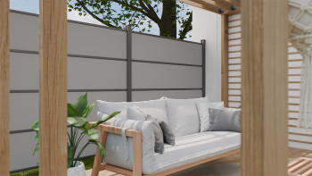 planeo Gardence Resistant - Clôture à emboîter HPL gris uni 180 x 183 cm