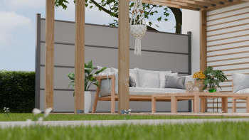 planeo Gardence Resistant - Clôture à emboîter HPL gris uni 180 x 183 cm