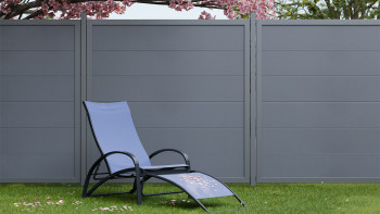 planeo Gardence Simply Guard - Clôture de jardin en PVC gris anthracite avec cadre en aluminium anthracite 180 x 180 cm