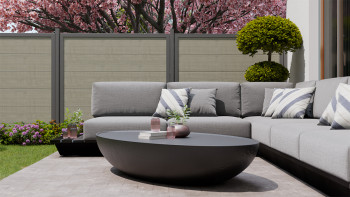 planeo Gardence Simply Guard - Clôture de jardin en PVC Grey Ash Cut avec cadre en aluminium anthracite 180 x 180 cm