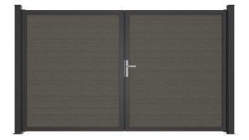 planeo Gardence Simply Guard - Porte en PVC - DIN droite 2 vantaux Grey Ash Cut avec cadre en aluminium anthracite | DB703 300 x 180 cm