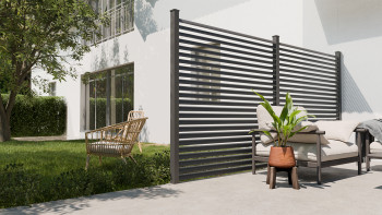 planeo Gardence Metallic Ellipse - Clôture de jardin en aluminium Carré Anthracite | DB703