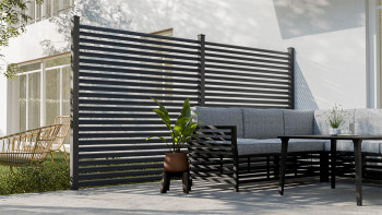 planeo Gardence Metallic Ellipse - Clôture de jardin en aluminium Carré Anthracite | DB703