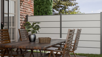 planeo Gardence Simply Premium - Clôture à emboîter en PVC blanc avec pilastres anthracite 180 x 180 cm