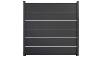 planeo Gardence Simply Premium - Clôture à emboîter en PVC gris anthracite avec pilastres en anthracite 180 x 180 cm