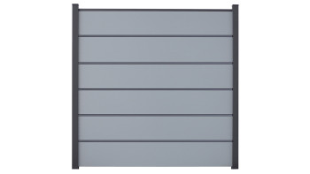 planeo Gardence Simply Premium - Clôture à emboîter en PVC gris argenté avec pilastres anthracite 180 x 180 cm