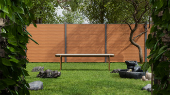 planeo Gardence Simply Small - Clôture PVC à emboîter Golden Oak 180 x 180 cm