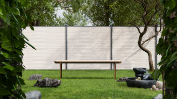planeo Gardence Simply Small - Clôture PVC à emboîter Sheffield Oak light 180 x 180 cm