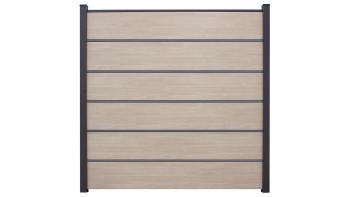 planeo Gardence Simply Premium - Clôture à emboîter en PVC Sheffield Oak light avec pilastres en anthracite 180 x 180 cm