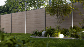 planeo Gardence Simply Small - Clôture PVC à emboîter Monument Oak 180 x 180 cm