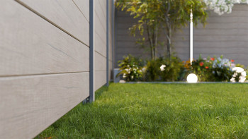 planeo Gardence Simply Small - Clôture PVC à emboîter Monument Oak 180 x 180 cm
