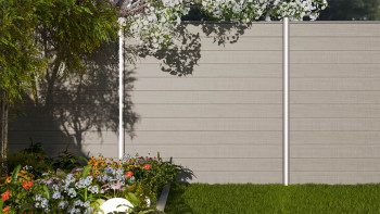 planeo Gardence Simply Small - Clôture PVC à emboîter Grey Ash Cut 180 x 180 cm