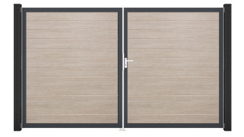 planeo Gardence Simply Small - Porte PVC - DIN droite 2 vantaux Sheffield Oak avec cadre alu anthracite | DB703 300 x 180 cm