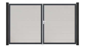 planeo Gardence Simply Small - Porte en PVC - DIN droite 2 vantaux blanc avec cadre alu anthracite | DB703 300 x 180 cm