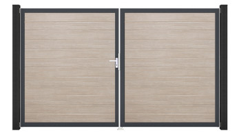 planeo Gardence Simply Small - Porte PVC - DIN gauche 2 vantaux Sheffield Oak avec cadre alu anthracite | DB703 300 x 180 cm