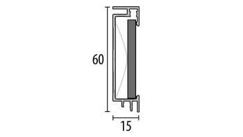planeo Plinthe en aluminium 059 argent - 2500 x 15 x 60 mm