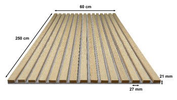 Skaben Panneau acoustique SilentWall Pro - Chêne brun clair - 250 x 60 cm