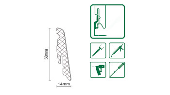 planeo Plinthe SolutionX 2en1 - 2400 x 14 x 58 mm Chêne anthracite (SL0026)