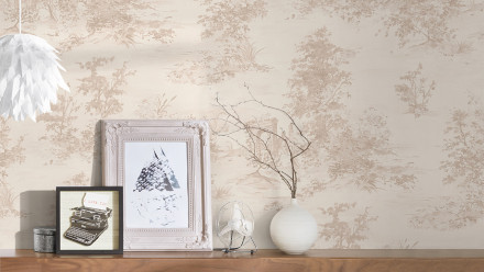 papier peint en vinyle beige fleurs de campagne & nature romantico 291