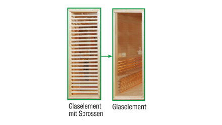 Élément de remplacement de la vitre du sauna-paradis au lieu des impostes