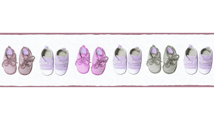 Papier peint non-tissé Little Stars A.S. Création papier peint pour enfants bordure chaussures bébé rose 641