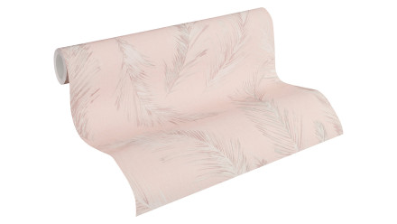 Papier peint vinyle Four Seasons A.S. Création modern country style feuilles de palmier gris rose 962
