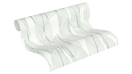 Papier peint de maison de campagne Exotic Life A.S. Création country style feuille optique vert blanc 971