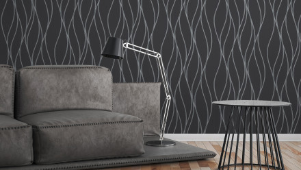 papier peint en vinyle noir à rayures modernes trendwall 324