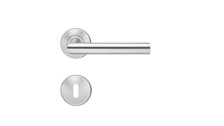 Poignée de porte E300B acier inoxydable mat - barbe simple avec rosette à clip